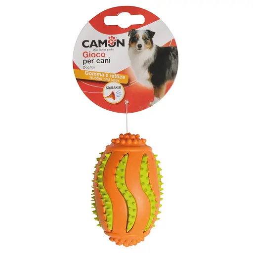 Іграшка для собак Camon м'яч для регбі гумовий з латексною вставкою, пищалкою набитий ватою 9 см (AH232)
