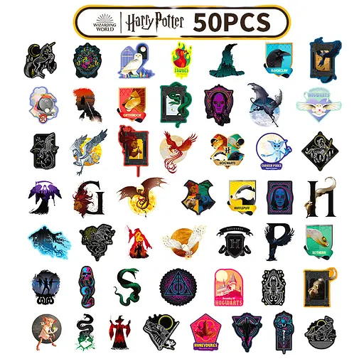 Стікерпак Гаррі Поттер Набір наклейок GeekLand Harry Potter 50 штук 2457177207 - фото 1