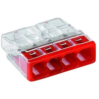Клемма Brille Wago Compact для распределительных коробок 4X2.5 прозрачная/красная без пасты 2273-204