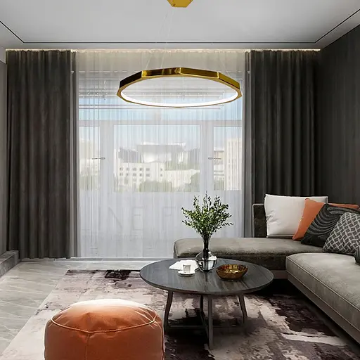 Люстра із підвісним латунним кільцем Ø 50 см | Арт. MJ 239-500 AB | Line F - фото 4