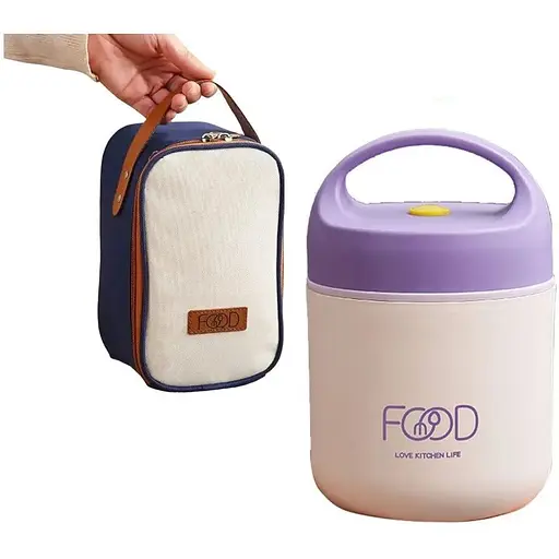 Термос для їжі - ланчбокс FOOD 0,49л харчовий термос з контейнером purple - фото 1