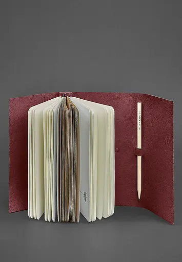 Жіночий шкіряний блокнот (Софт-бук) 1.0 бордовий Crazy Horse - фото 3