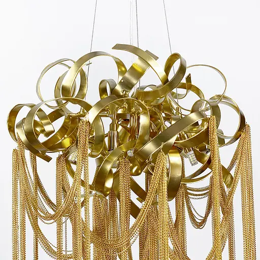 Роскошная подвесная круглая люстра с подвесами в виде цепочек Line.F Md 6011-600 GD - фото 9