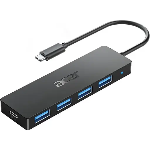 Acer USB C Hub 4 порти, кілька USB 3.0 Hub, USBC Splitter для ноутбука з портом живлення TypeC, подовжувач для ноутбука, ПК