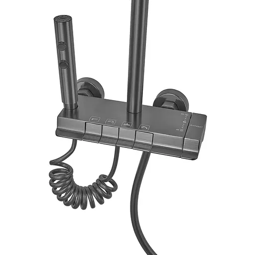 Душевая система с кнопочным переключателем из алюминия Champion PBD-009-J graphite CH6550, Графит - фото 4