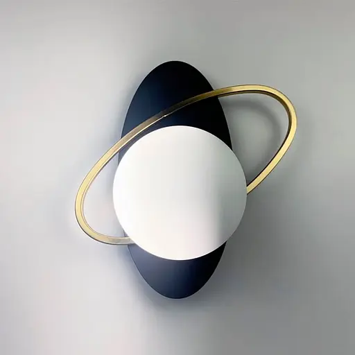 Бра праве з білим плафоном у орбітальних мотивах Line F Арт. WDE17/1 R BK|WH (правий) - фото 2