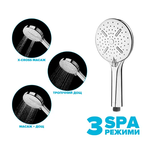 Водосберегающая душевая лейка Drop SPA3F-MULTI120CH "X-Cross" с 3 SPA потоками - Экономия 42% - фото 9