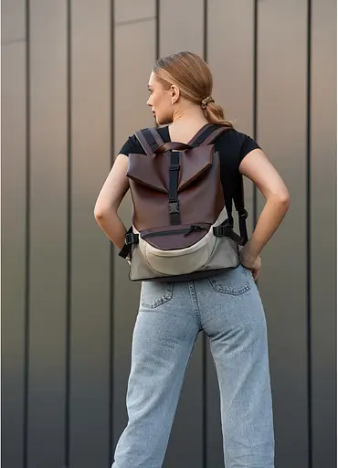 Жіночий рюкзак Sambag RENEDOUBLE шоколадний 37 х 31 х 14 см (27151120r) - фото 2