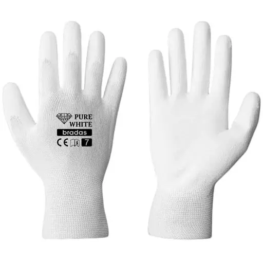 Рукавички захисні Bradas PURE WHITE поліуретан розмір 8 RWPWH8 - фото 1