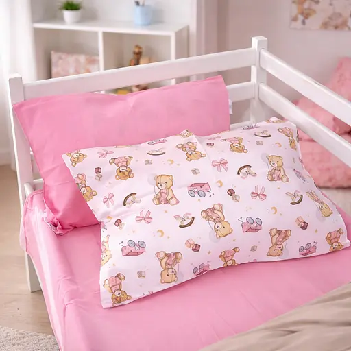 Наволочка MirSon Kids Time бязь Little Teddy pink 60x60 см (2200012567531) - фото 1