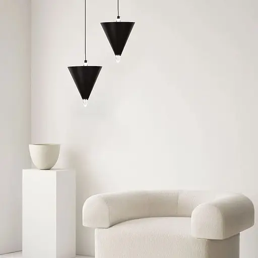 Чорний підвісний світильник із конусним дизайном Ø 17х25 см | Line F | Арт. MJ347/1 BK - фото 1