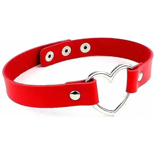 Чокер із серцем у стилі BDSM шкіряний One size K0595-2