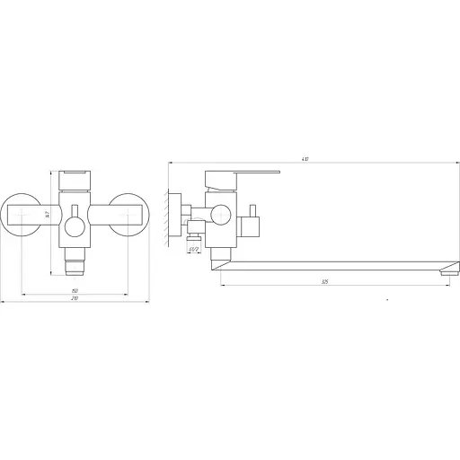 Смеситель для ванны Globus Lux RING SR-208 - фото 4
