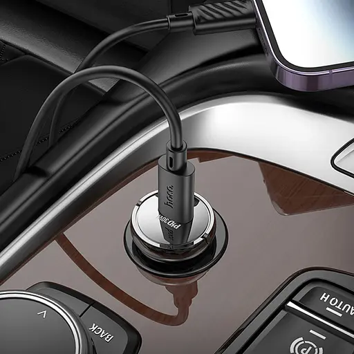 АЗП Hoco Z53 Sight PD30W (1C) + Type-C to Type-C Transparent black - фото 6