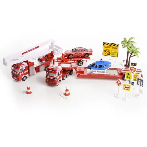 Игровой набор Пожарные с эвакуатором и вертолетом IM107A