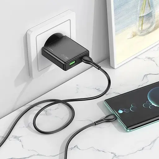 Ультратонкое двухпортовое зарядное устройство Hoco N38 Delgado Type-C 20 Вт и USB-A 18 Вт PD20W/PPS/QC3.0/FCP/AFC Black - фото 3