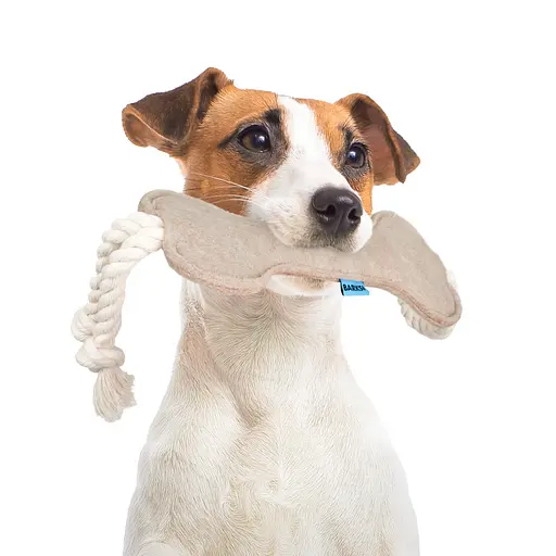 Игрушка для собак Barksi Косточка с канатом S бежевая - фото 5