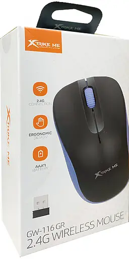 Мишка XTRIKE ME GW-116, бездротова 2.4G, 1000dpi., 3кн., сіра - фото 2