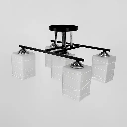 Прямокутний плафонний світильник на 5 ламп в чорному корпусі 43х34 см | Арт. 6944/5 BK+CH | Line F - фото 2