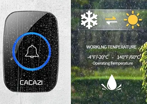 Беспроводной дверной звонок на входную дверь с 2-мя кнопками вызова Cacazi A21, черный (100369) - фото 4