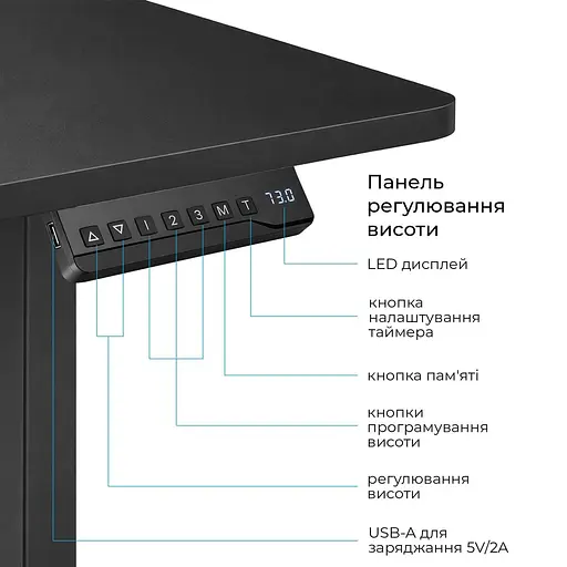 Геймерский стол OfficePro ODE1880B з електрорегулюванням висоти (ODE1880B) - фото 7