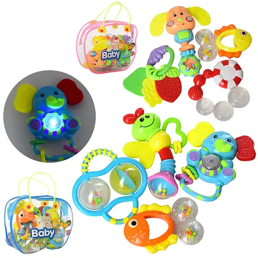 Погремушка прорезыватель, от 12 см, 4 шт. (1 шт. музыка, звук, свет), на батарейках, 20x16x6 см - фото 2