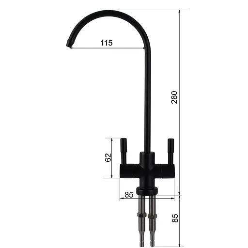 Кран для обратного осмоса Globus Lux ALPEN SBT1-76A-BB черный матовый одноручный смеситель с поворотным изливом - фото 6