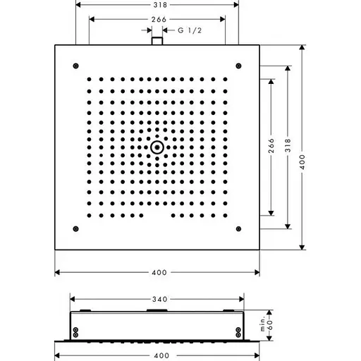Верхний душ Hansgrohe Raindance E 400/400 1jet встроенный EcoSmart 9 л/мин хром 26253000, Хром - фото 2