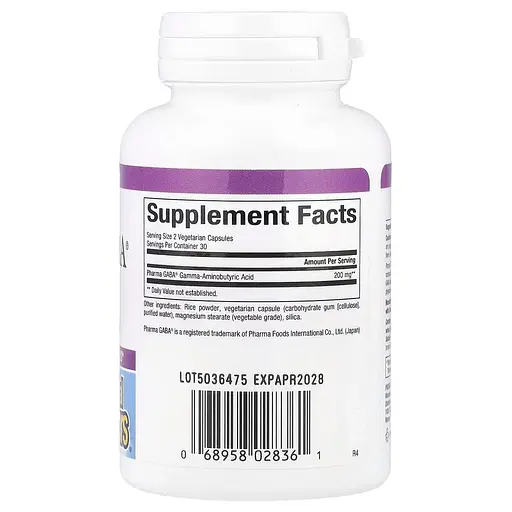 Гамма-аміномасляна кислота Natural Factors Stress-Relax Pharma GABA 100 mg, 60 вегакапсул для спокою - фото 2