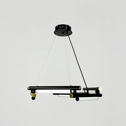 Унікальна підвісна люстра у чорному кільцевому корпусі Ø 65 см | Line F | Арт. MJ318-600 BK - фото 5