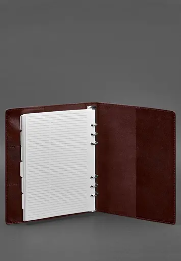 Шкіряний блокнот на сегрегаторі (м'яка обкладинка на кільцях) 13.0 бордовий - фото 4