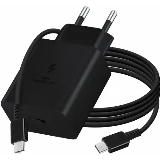 Мережевий зарядний комплект Samsung 45W Compact Power Adapter (EP-T4510XBE) блок з кабелем C to C чорний - фото 1