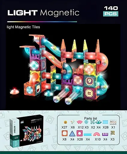 Конструктор магнітний DIY Magnetic Building Blocks на 140 деталей (СН1174) - фото 4