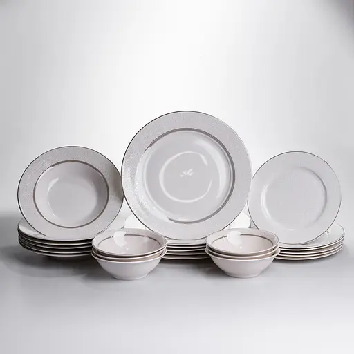 Столовий сервіз золотий на 6 персон 24 предмети набір порцелянових тарілок для сервірування столу сервіз тарілок Yiwu HP-HK-A13 - фото 2