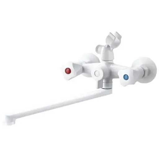 Смеситель для ванны Plamix OMEGA-140 EURO SET WHITE (со шлангом, лейкой и кронштейном) (MX9579) - фото 1