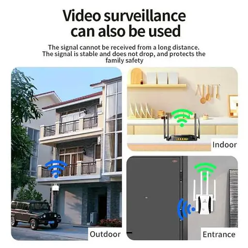 Wi-Fi роутер підсилювач сигналу Repeater 2.4G 5G 1200Mbps з виделкою для розетки Білий - фото 3