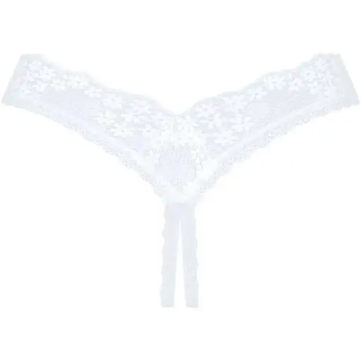 Мереживні танга Obsessive Heavenlly crotchless Thong XS/S, з доступом - фото 6