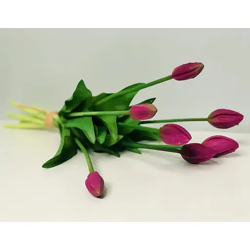 Тюльпани штучні Hvoya Real Touch латексні букет з 7 закритих бутонів фіолетові - фото 4