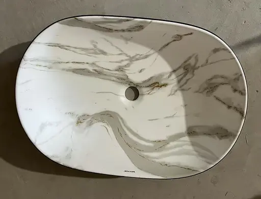 Умивальник накладний Mixxus Premium Ellipse-0105 marble-Black 600x400x150 мм MP6565, Мармур - фото 3