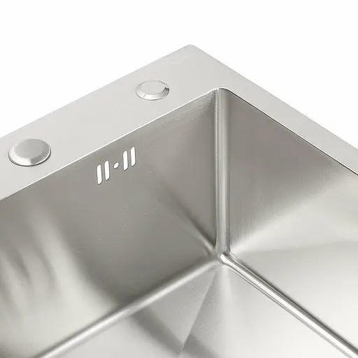 Кухонная мойка нержавейка 45x45 Platinum Handmade (сифон круглый 3,0/0,8), Нержавеющая сталь - фото 3