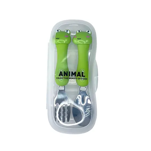 Детский набор ложка и вилка "Жаба" MGZ-0102(Frog) в футляре - фото 2