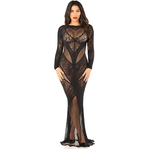 Платье Leg Avenue Lace and Net Bodycon Gown One Size