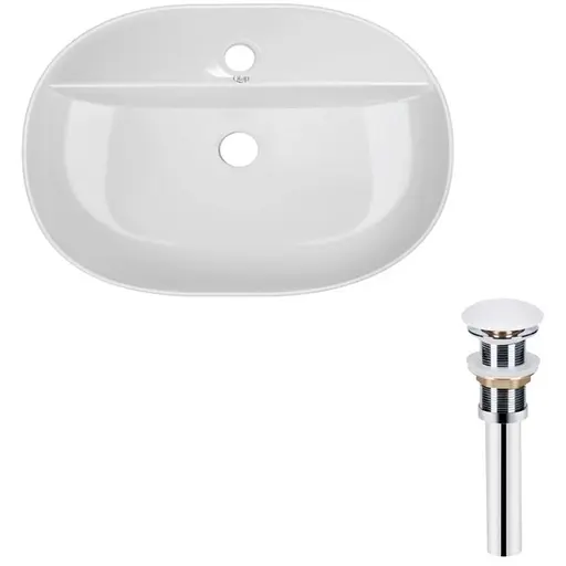 Комплект Qtap Scorpio: Раковина накладна овальна 600х400х120 мм White + Донний клапан PU02 (QT14112203WN47315) - фото 1