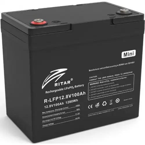 Акумулятор Ritar LiFePO4 12,8V 100Ah mini, 1280Wh BMS50@4S