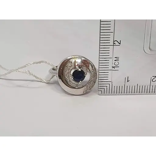 Золота каблучка Агні з сапфіром і діамантами. Артикул 11270 17,5 - фото 4