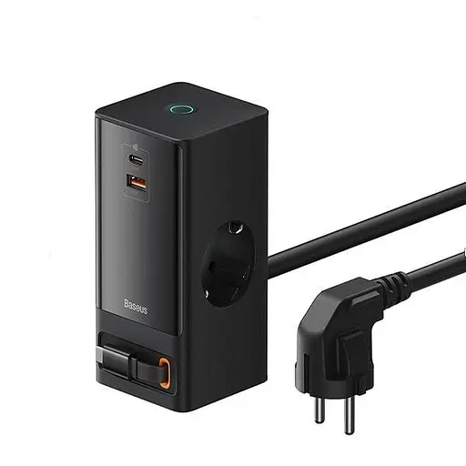 Зарядное устройство для Baseus PowerCombo Digital PowerStrip 65W удлинитель с кабелем черный - фото 4