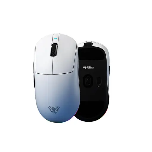 Игровая беспроводная мышка Aula V9 Ultra+ / Три режима подключения / Сенсор PAW3950 / 30000 DPI / White - фото 1