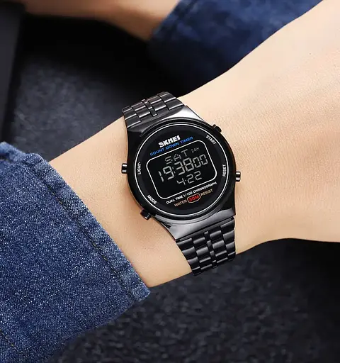 Часы мужские классические наручные Skmei 1882 (Черные с черным циферблатом) - фото 5