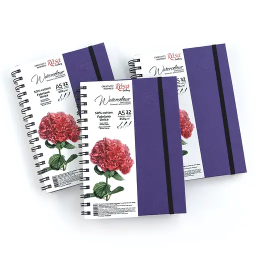 Блокнот для акварелі на спіралі Unica by Fabriano А5 250г/м2 32 л папір білий Фіолетовий ROSA Gallery - фото 4