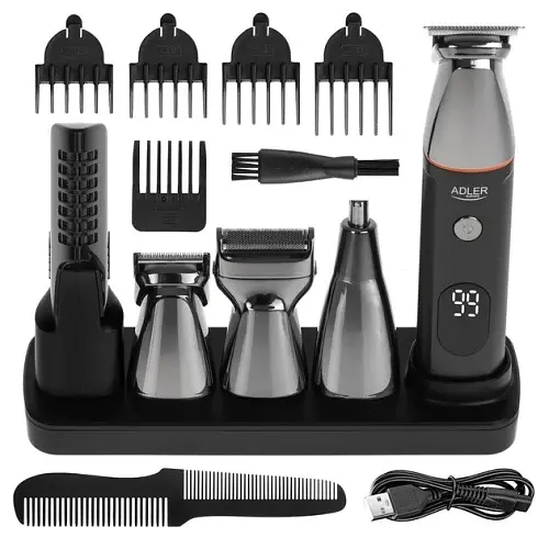 Набір для стрижки Adler AD-2946, Black, 5в1, 3-20мм, LCD-дисплей, робота від акумулятора - фото 2
